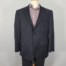 Stafford Men's Sport Coat Blazer Three Button DEEP NAVY Twill Wool Size 44S