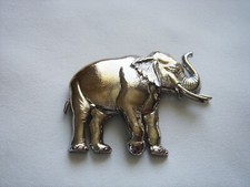 VINTAGE ELEPHANT TRUNK UP LUCKY ELEPHANT BROOCH SIGNED JJ FREE SHIPPING