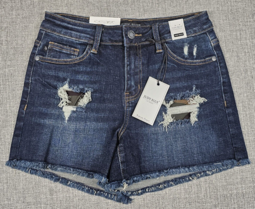 Judy Blue Shorts Womens Small Blue High Rise Cut Off Denim Stretch Camo Patch