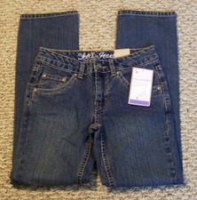 NWT LEVIS GIRLS SLIM STRAIGHT RAILROAD ADJUSTABLE WAIST STRETCH DENIM JEANS 10