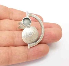Adjustable Ring Blank Bezel, Antique Silver Plated Brass 8 mm blank G35586