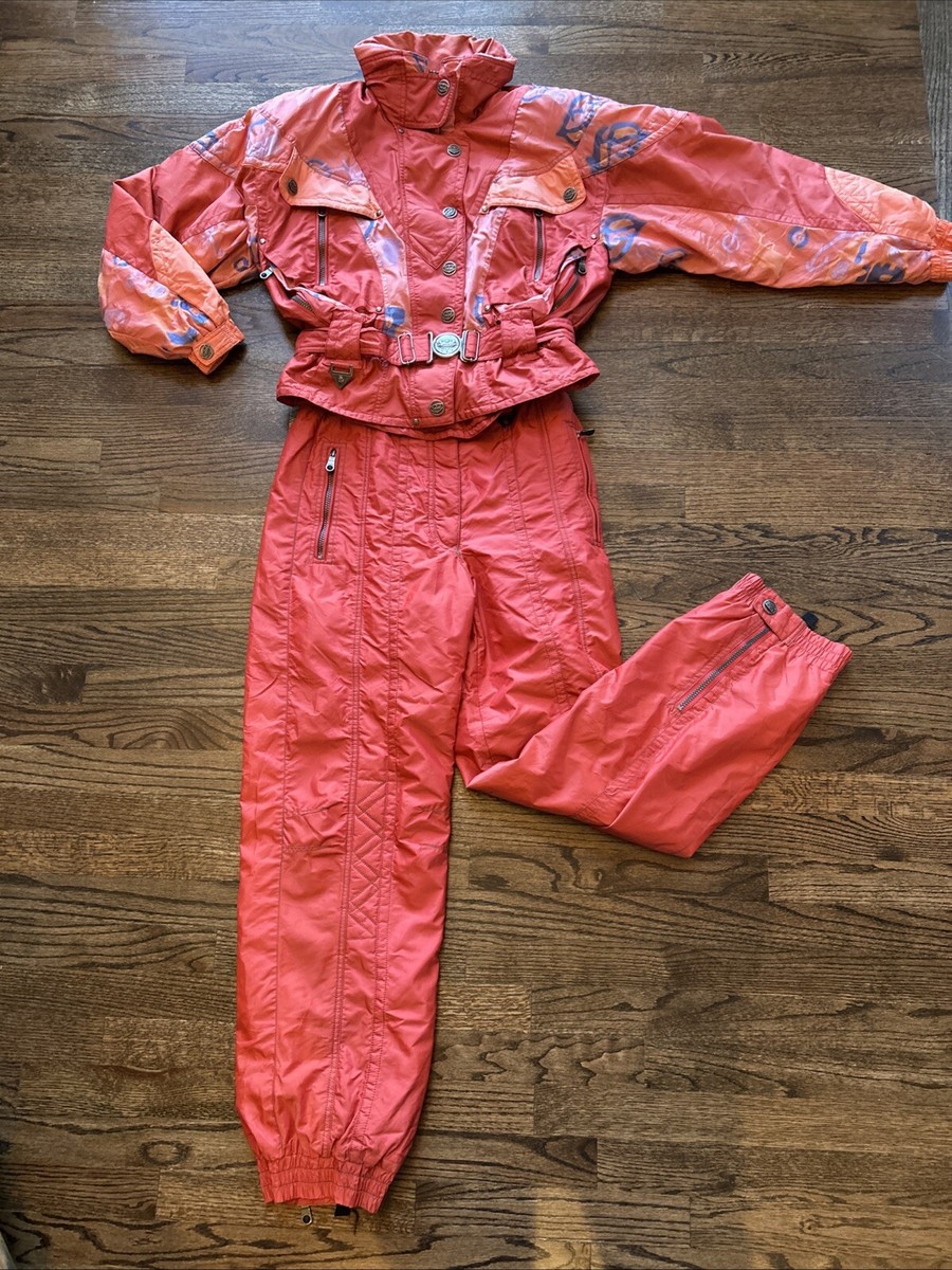 Vintage SPYDER Ski Suit Ladies 12 Abstract Metallic Retro 80s 90s Hong Kong  EUC