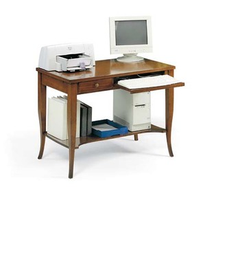 SCRIVANIA PORTA PC UFFICIO IN LEGNO, NOCE ARTE POVERA 105*60*78 H