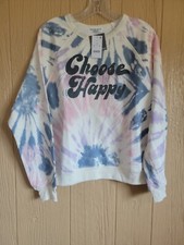 Grayson Threads Womens Choose Happy Long Sleeve Sweatshirt sz Small Multicolor