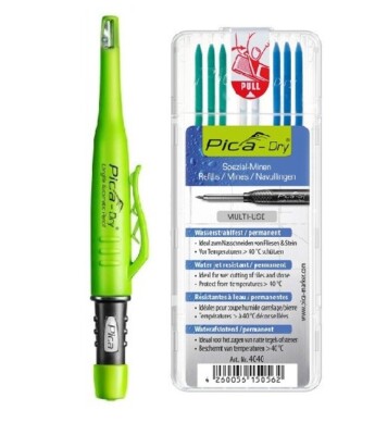 Pica Dry Tieflochmarker Markierstift Baumarker Bleistift+ Spezialminen Set bunt 