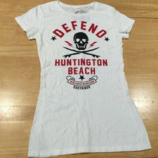 Easy Rider Defend Huntington Beach CA Graphics WHITE Tee Tshirt -  Junior's L