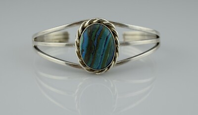 Native Amer. Navajo Randall Tom Silver Rainbow Casilica Cuff Bracelet - .77