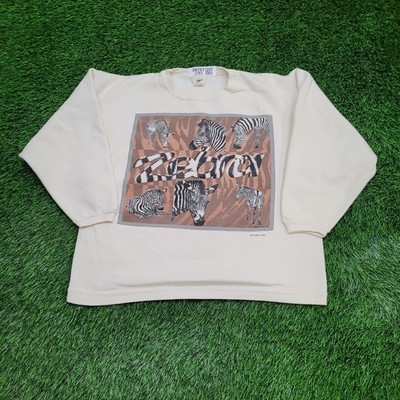 Vintage 1995 Zebra Sweatshirt Womens Large 22x24 Crop One-Planet