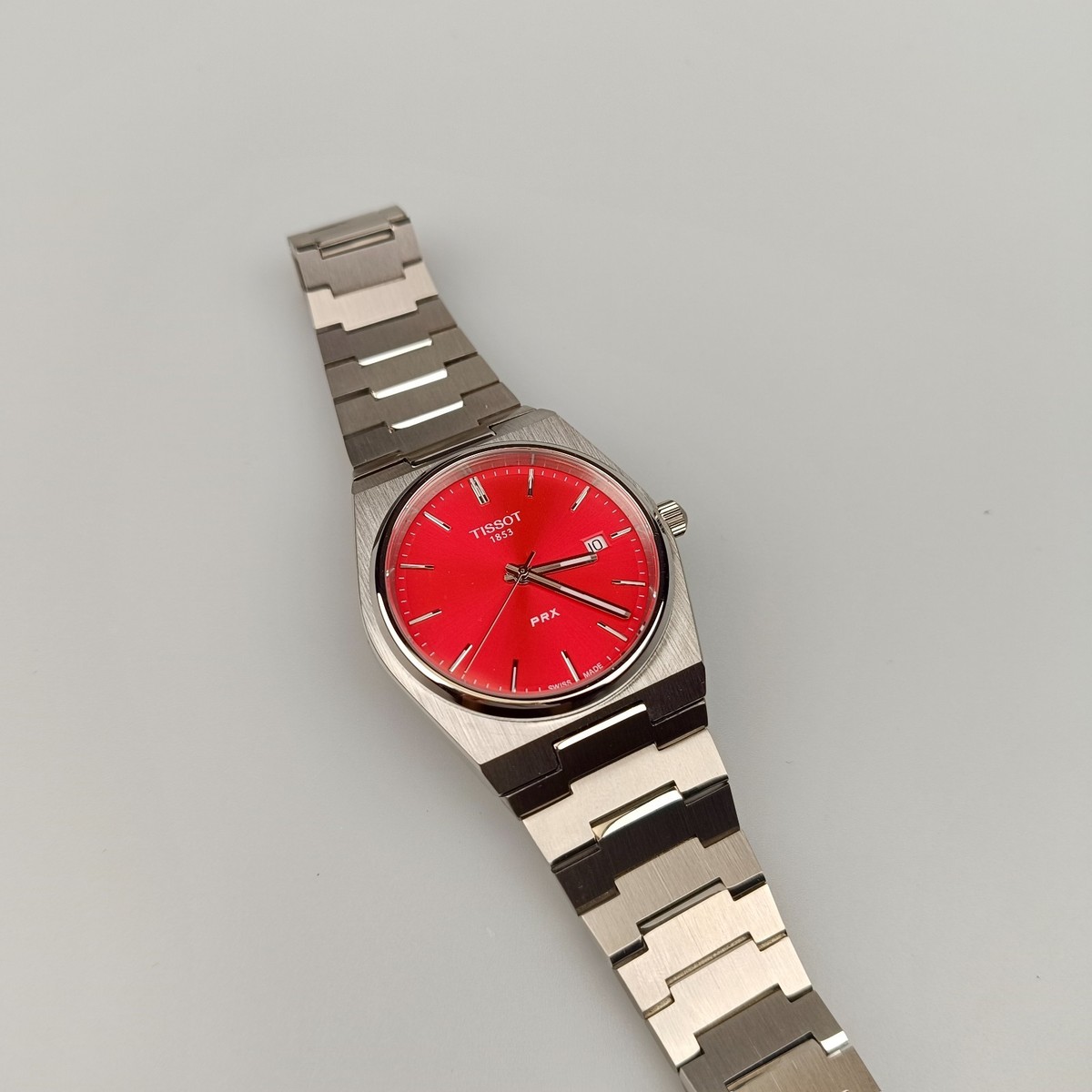 Tissot PRX 40mm Red Dial Stainless Steel Swiss Quartz Watch T137