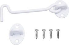 6-inch Heavy Duty Hook and Eye Latch - 1x Barn Door Lock (White), 4X Mounting
