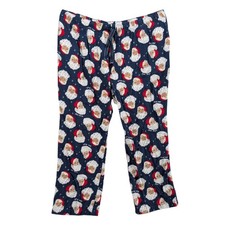 Old Navy Flannel Santa Pajama Pants Womens Blue Christmas Cotton Pockets Size 2X