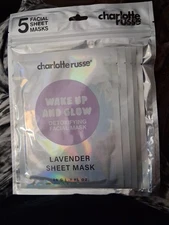 Charlotte Russe Wake Up and Glow Detoxifying Facial Sheet Masks Pack of 5 New