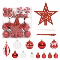 Weihnachtskugel-Set 64-Tlg. Rot Weiß Christbaumschmuck Klassisch