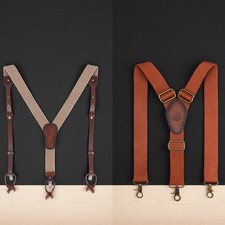 Tourbon Men Suspenders Y Back Button Clip/Hook Attach Pants Braces Adjust Strap