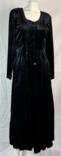 Vtg STARINA US S 4 Black Crushed Velvet Y2K 90s Whimsy Witchy Goth Midi Dress