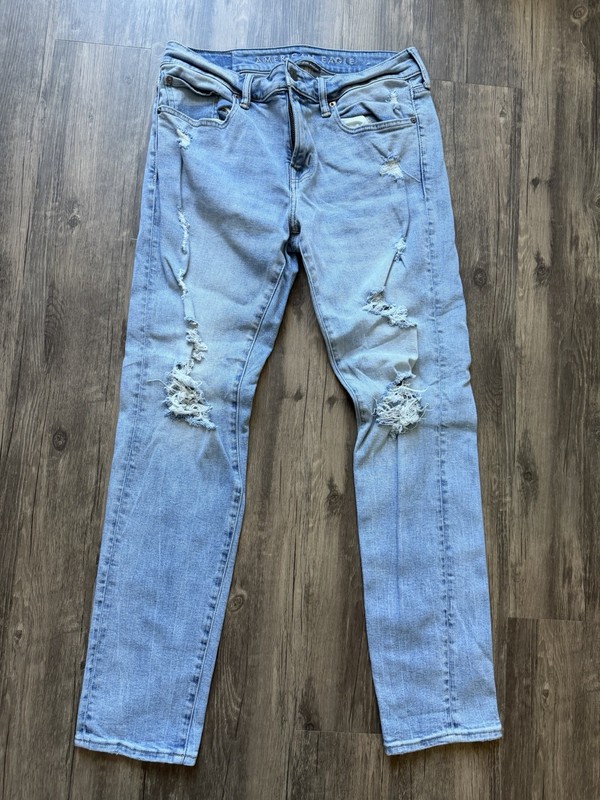 American Eagle Next Level AirFlex Distressed Jeans Mens 32x32 Light Wash Denim