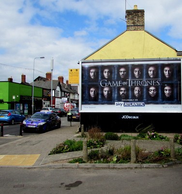 Foto 6x4 Game of Thrones Werbung an einer Llandaff Nord Seitenwand, Cardiff W c2016