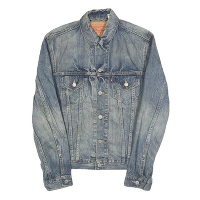 LEVI'S Herren Jeansjacke blau S Baumwolle Knopfverschluss Classic Fit Freizeit