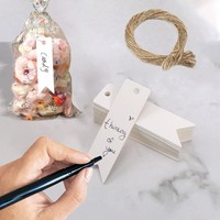 GeschenkanhäNger Kraftpapier 200 StüCk 2X7Cm Blanko Mit 40M Juteschnur Hochzeit
