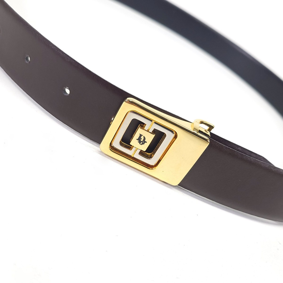 Christian Dior Leather Belt 38 Reversible Dress Brown Black Vtg | eBay