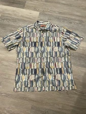 Tori Richard Hawaiian Shirt Size L Surfboards Design Short Sleeve 