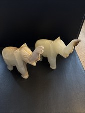 Pair of Onyx Stone Elephants - Ornament/Figurines