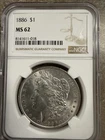 1886 Morgan Silver $1 NGC MS 62