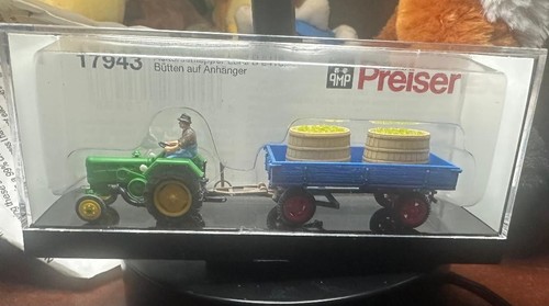 PREISER 17943 Modelo listo para usar Tractor agrícola Lanz D 2416, remolque con bañeras para g | Zustand: New