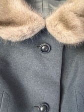 Vintage 1960s Virgin Wool Swing Coat Real Fur...