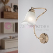 INES Applique Lampada a Parete Rustica in Ferro Battuto avorio oro