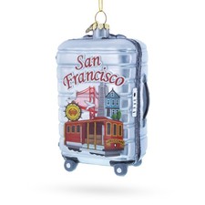 San Francisco Landmarks Suitcase Blown Glass Ornament