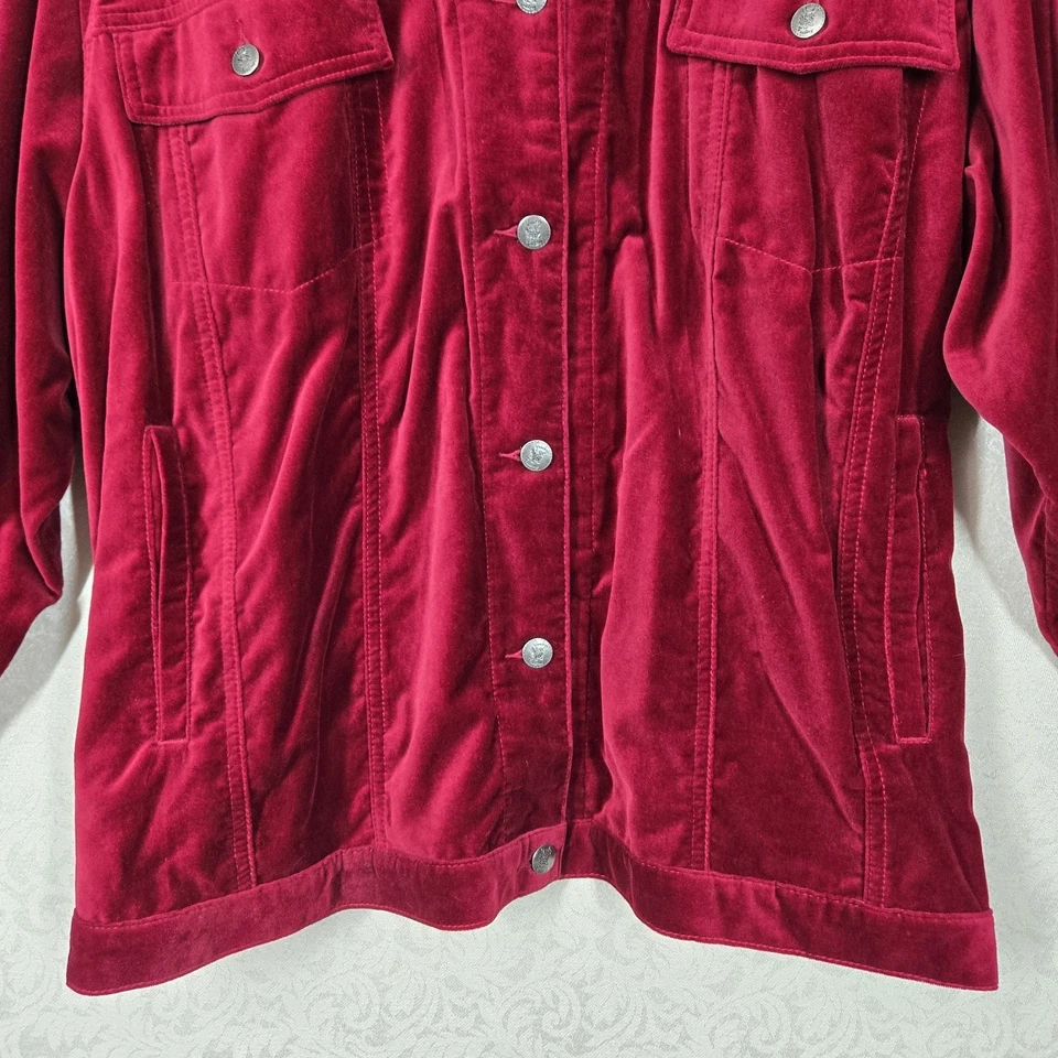 Quacker Factory Capture The Magic Velvet Jacket sz 3X Snowman Holiday Snowflakes - Image 4 of 4