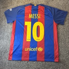 Lionel Messi 10 Jersey FCB FC Barcelona Qatar Airways UNICEF By Roger XL Vintage