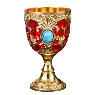 Antique Metal Shot Glass Artistic Butterfly Pattern Chalice Goblet Drinking Cup