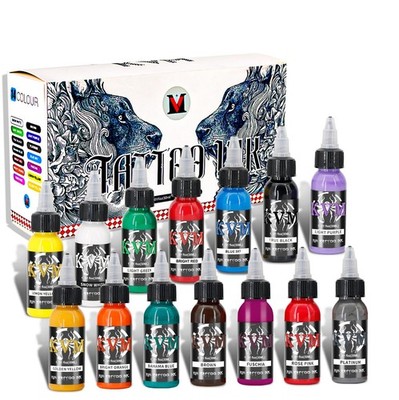 KVM 14 Color Tattoo Ink Set 1oz 30ml Smooth Flow Studio Supply Kit