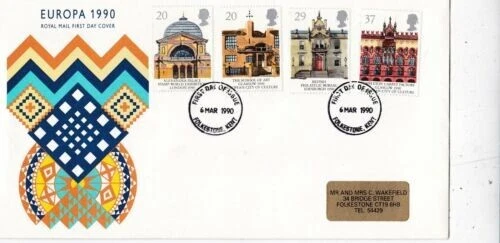GB 1990 Europa FDC Folkestone cancel with enclosure typed VGC