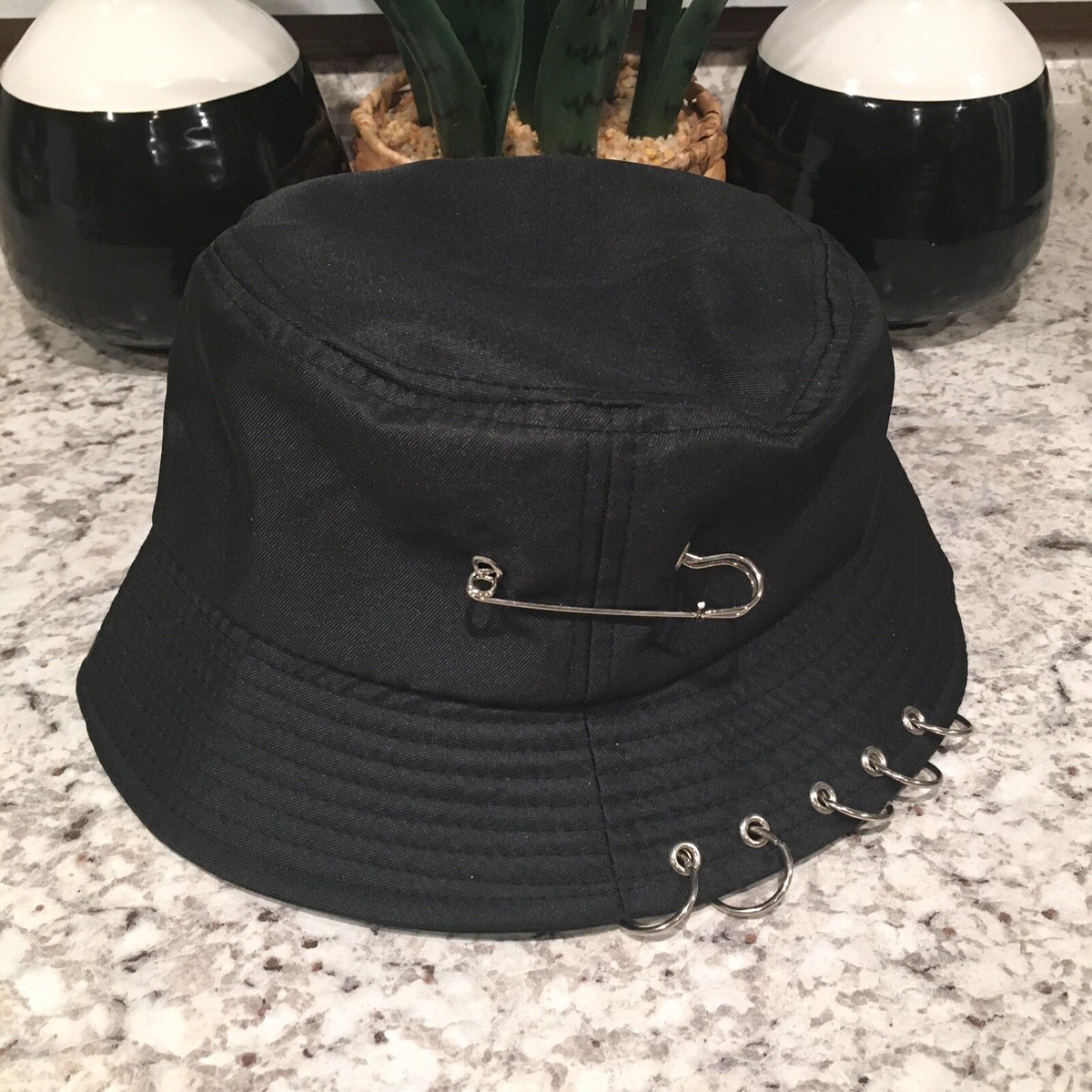 NWOT Black Bucket Hat With Metal Accents | eBay display picture 1