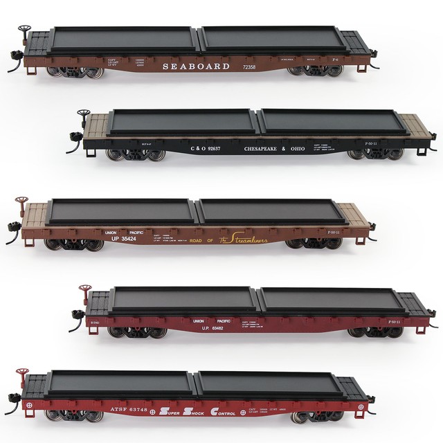 1pc/5pcs HO 52ft Flat Car 187 Flatbed Train Container Carriage Freight