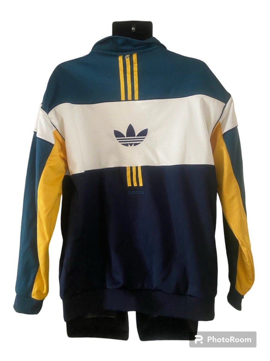 Adidas Vintage Trefoil 80's Track Jacket Men's Full Zip Blue Green Adidas Vintage Trefoil 80's Track Jacket Men's Full Zip Blue Green