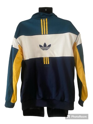 Adidas Vintage Trefoil 80's Track Jacket Men's Full Zip Blue Green