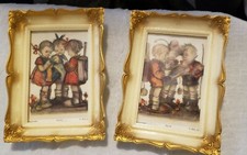 EUC! Small Hummel Picture Frames With Pictures in them 9636 & 9635 Cream colored