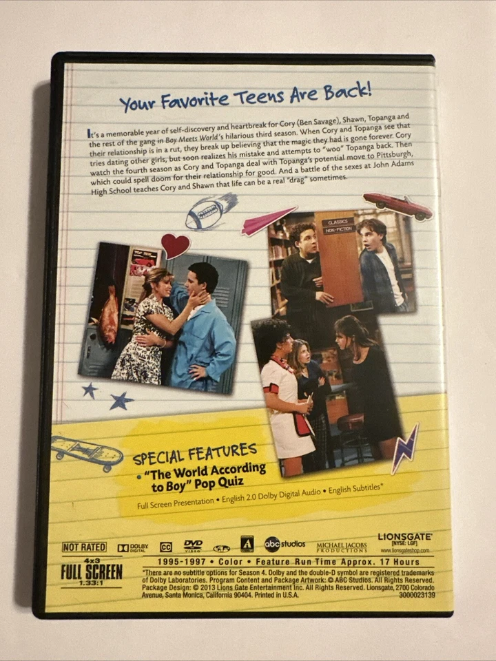 Boy Meets World - The Complete Collection Seasons 3-4 (DVD, 2013, 6-Disc Set) - Image 2 of 2