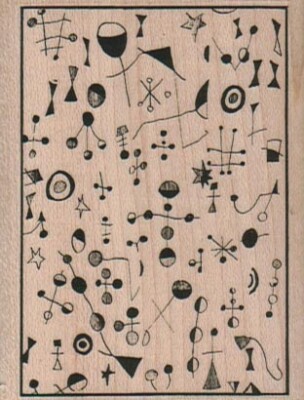 Le Moderne 2 1/4 x 2 3/4'' Rubber Stamp, Mixed Media, Background