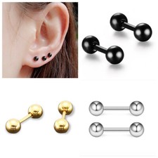 Surgical Steel Balls Barbell Stud Earrings Screw Ball Back Piercing