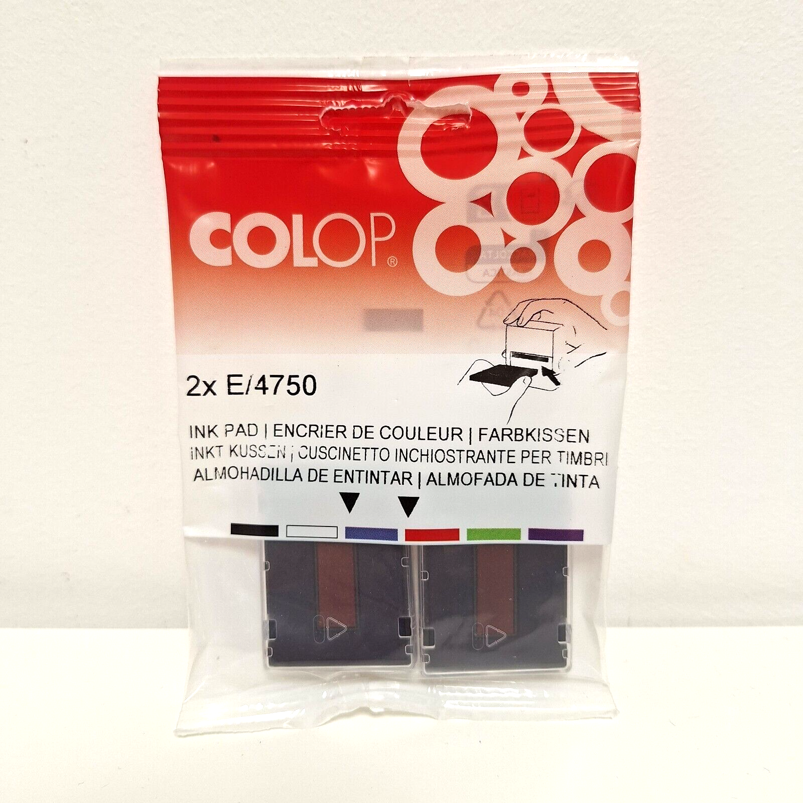 COLOP E/4750 Replacement Ink Pads for Stamp Blue Red (Pack of 2), Brand New