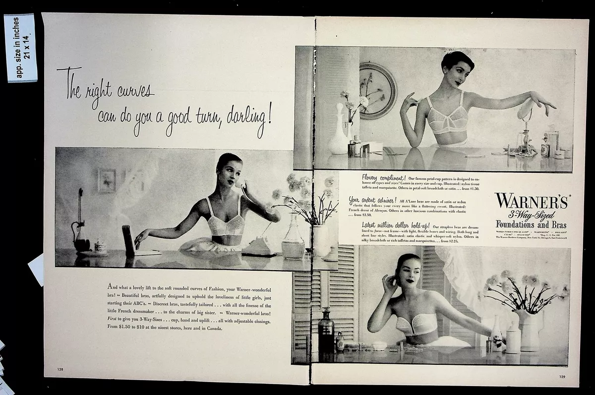 Original Print Ad 1951 WARNER'S Bras Foundation Peta-Cup Pattern Underwear