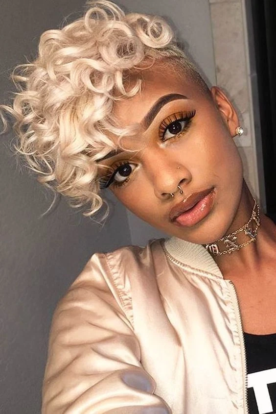 Curly hair 2024 pixie cut