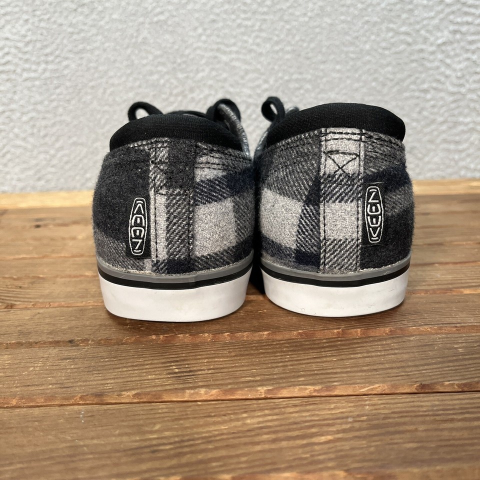 Keen Shoes Womens 10 Black Gray Plaid Wool Elsa III Sneakers Preppy