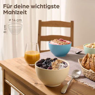 6 Müslischalen Set Keramik Groß Schüssel für Dessert Schale Ø14cm 700ml