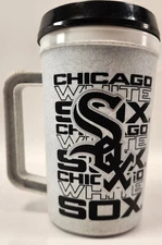 Vintage RARE 22oz Chicago White Sox MLB BETRAS Travel Mug Cup Super Thermo Insul
